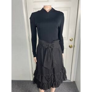 Vintage 60s 50's City Paris Women's Dress Party Polka Dot Bow Formal Evening O23